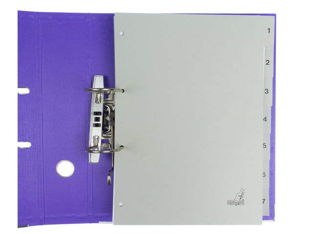 Tabblad ECO Kangaro A4 cijfers 180 grams grijs karton 4-gaats 7delig