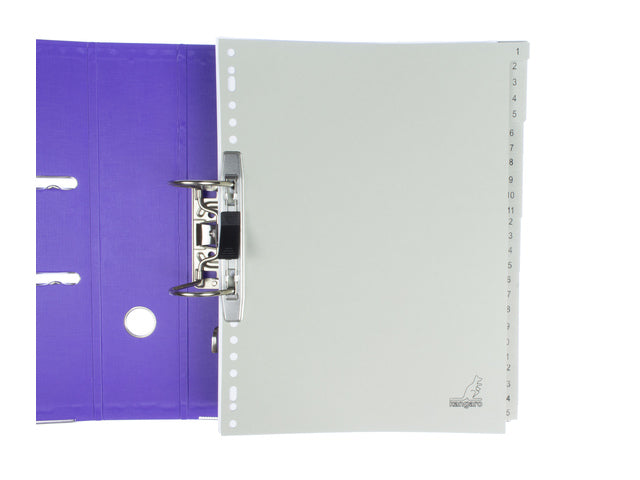 Tabblad ECO Kangaro A4 cijfers 180 grams grijs karton 23-gaats 100-delig