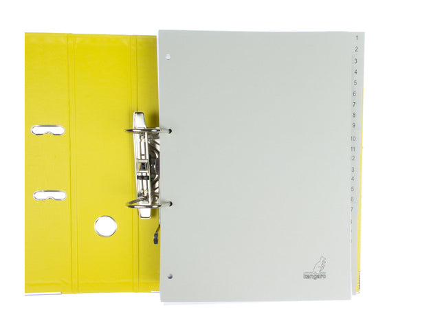 Tabblad ECO Kangaro A4 cijfers 180 grams grijs karton 4-gaats 100-delig