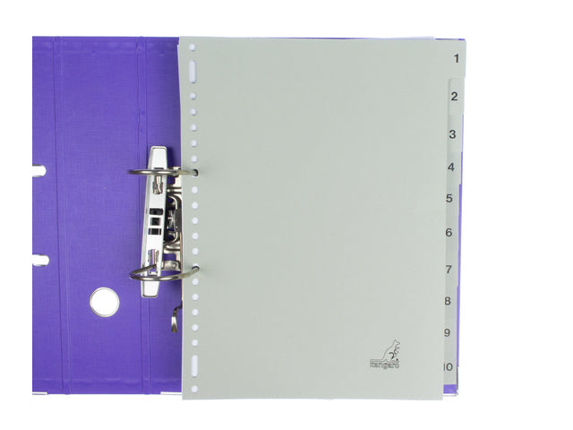 Tabblad ECO Kangaro A4 cijfers 180 grams grijs karton 23-gaats 10-delig