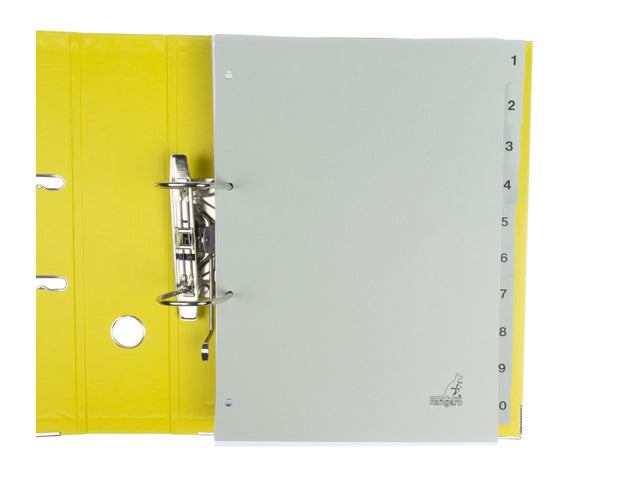 Tabblad ECO Kangaro A4 cijfers 180 grams grijs karton 4-gaats 10-delig