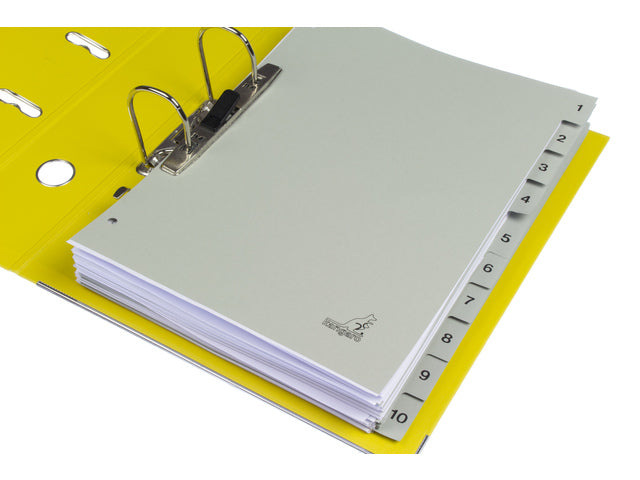 Tabblad ECO Kangaro A4 cijfers 180 grams grijs karton 4-gaats 10-delig