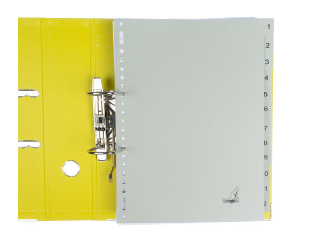 Tabblad ECO Kangaro A4 cijfers 180 gram grijs karton 23-gaats 12-delig