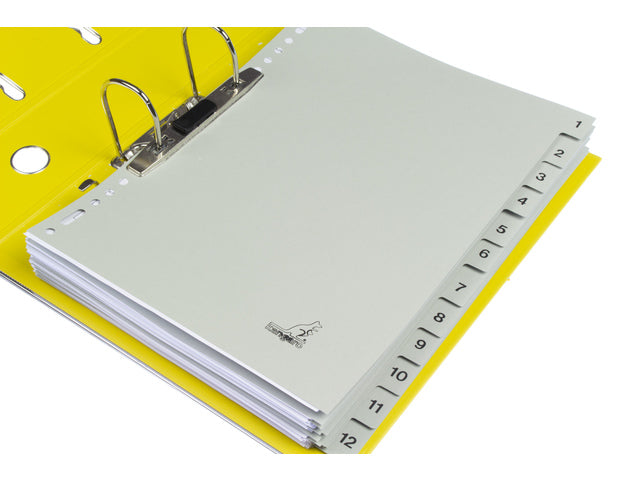 Tabblad ECO Kangaro A4 cijfers 180 gram grijs karton 23-gaats 12-delig