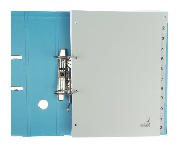 Tabblad ECO Kangaro A4 cijfers 180 grams grijs karton 4-gaats 12-delig