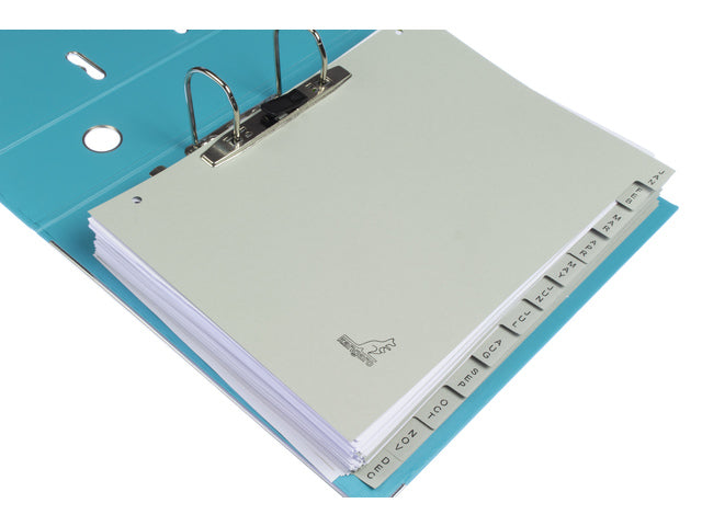 Tabblad ECO Kangaro A4 letters 180 gram grijs karton 4-gaats 12-delig jan-dec