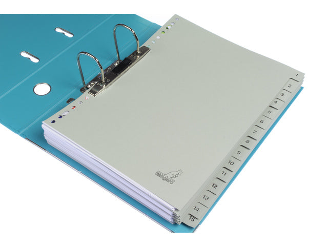 Tabblad ECO Kangaro A4 cijfers 180 grams grijs karton 23-gaats 15-delig