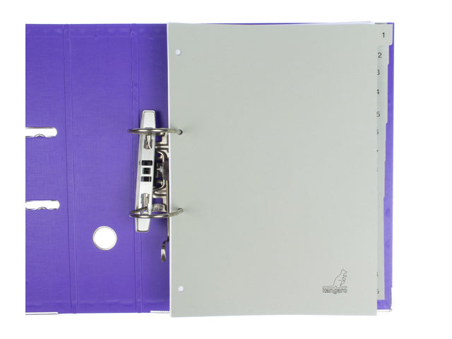 Tabblad ECO Kangaro A4 cijfers 180 grams grijs karton 4-gaats 15-delig