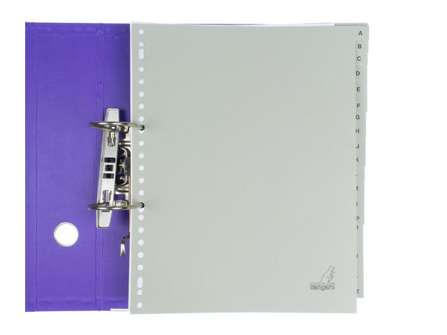 Tabblad ECO Kangaro A4 letters 180 gram grijs karton 23-gaats 20-delig Extra breed