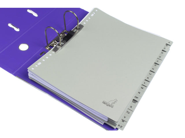 Tabblad ECO Kangaro A4 letters 180 gram grijs karton 23-gaats 20-delig Extra breed