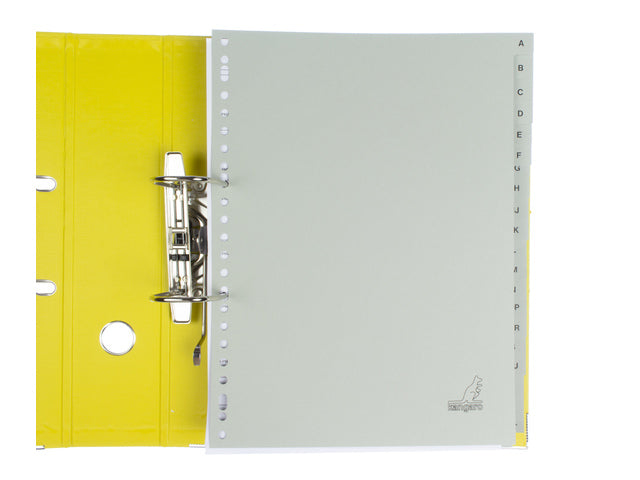 Tabblad ECO Kangaro A4 letters 180 gram grijs karton 23-gaats 20-delig