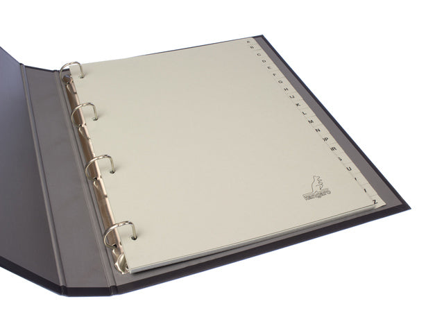 Tabblad ECO Kangaro A4 letters 180 gram grijs karton 4-gaats 20-delig