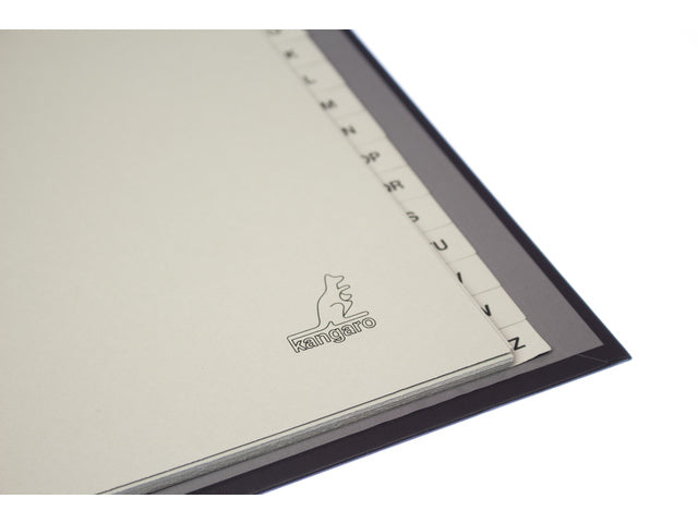 Tabblad ECO Kangaro A4 letters 180 gram grijs karton 4-gaats 20-delig