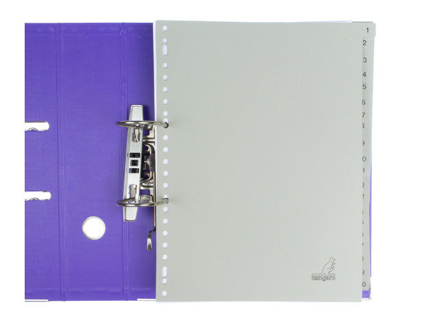 Tabblad ECO Kangaro A4 cijfers 180 grams grijs karton 23-gaats 20-delig