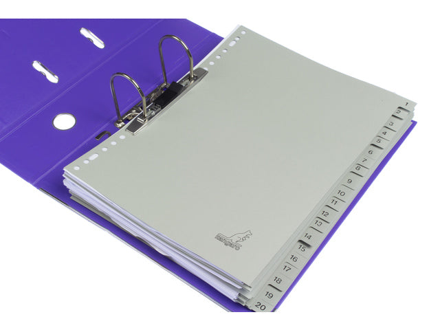 Tabblad ECO Kangaro A4 cijfers 180 grams grijs karton 23-gaats 20-delig