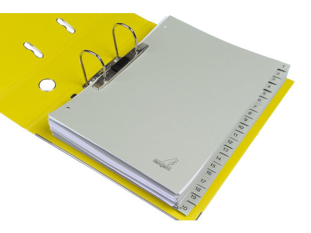 Tabblad ECO Kangaro A4 cijfers 180 grams grijs karton 4-gaats 20-delig