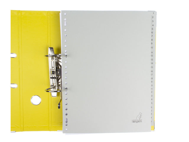 Tabblad ECO Kangaro A4 cijfers 180 gram grijs karton 23-gaats 31-delig