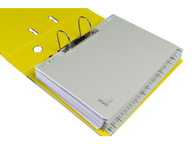 Tabblad ECO Kangaro A4 cijfers 180 gram grijs karton 23-gaats 31-delig