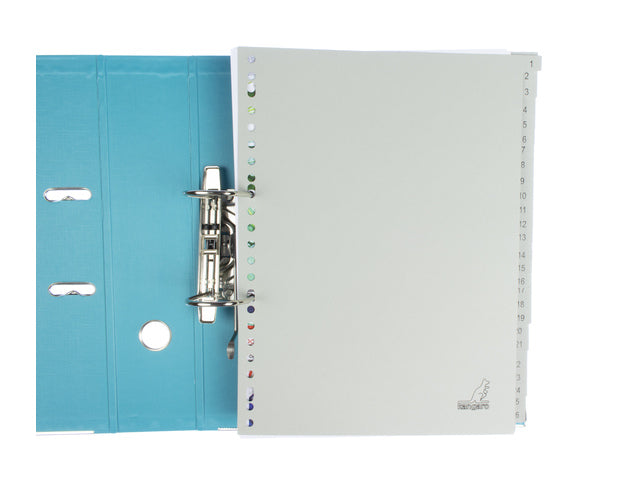 Tabblad ECO Kangaro A4 cijfers 180 grams grijs karton 23-gaats 52-delig