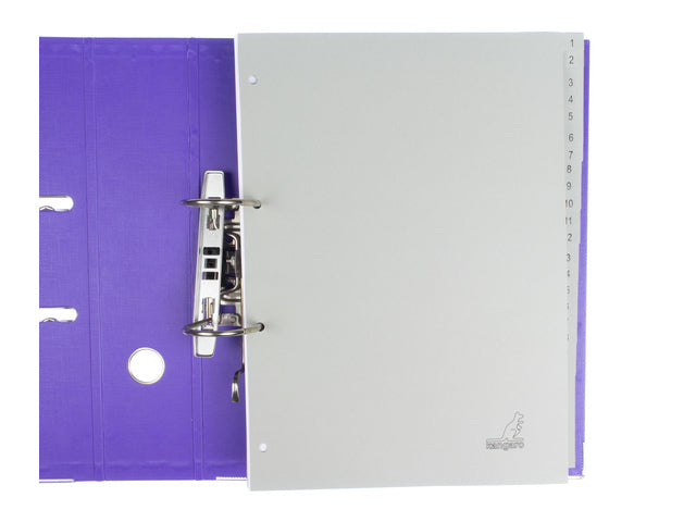 Tabblad ECO Kangaro A4 cijfers 180 grams grijs karton 4-gaats 52-delig