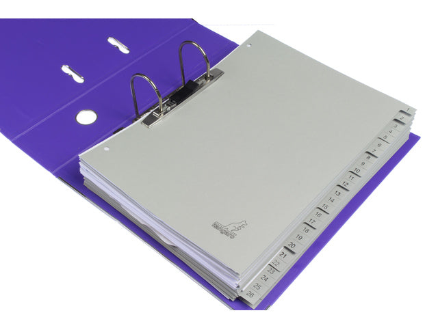 Tabblad ECO Kangaro A4 cijfers 180 grams grijs karton 4-gaats 52-delig