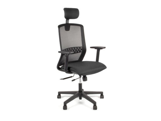 Bürostuhl Linea Tekna 01/PT schwarz/schwarz mit 3D-Armlehnen und Kopfstütze