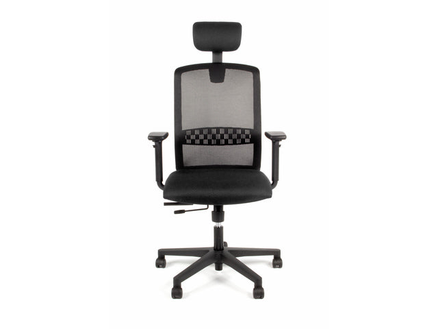 Bürostuhl Linea Tekna 01/PT schwarz/schwarz mit 3D-Armlehnen und Kopfstütze