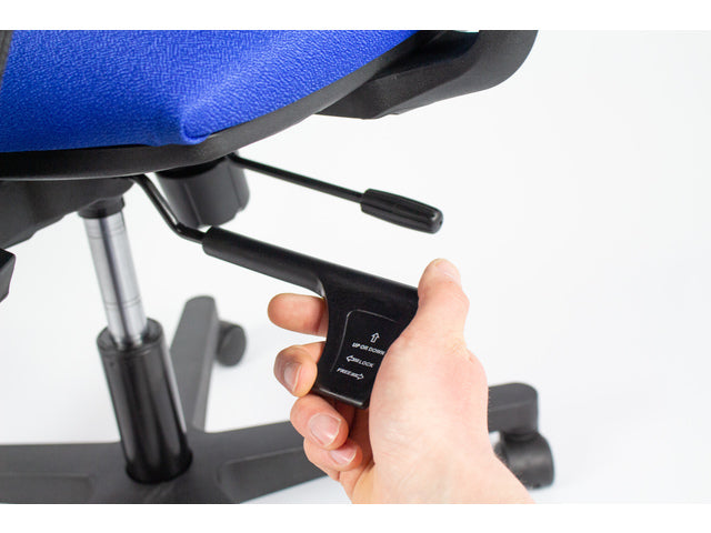 Bürostuhl Linea Tekna 01/PT schwarz/blau mit 3D-Armlehnen und Kopfstützen