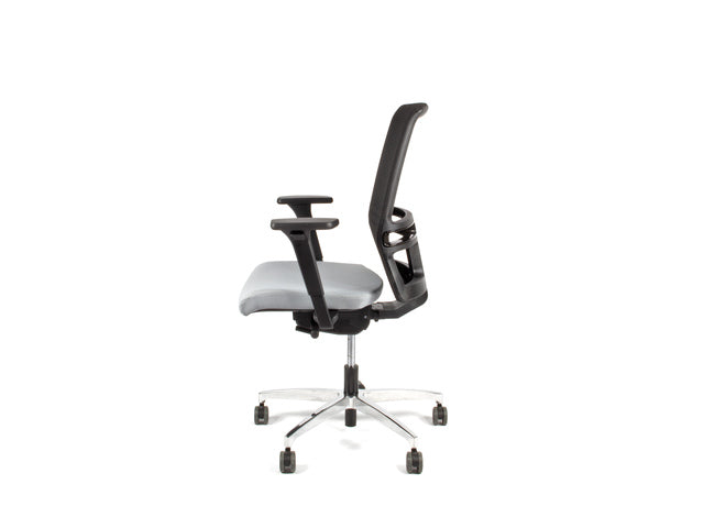 Bürostuhl Linea Omnia 01 Schwarz/Grau mit 3D-Armlehnen und Aluminium-Voet