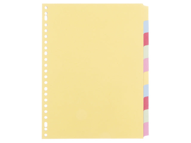 Tabblad Multo A4 23r blanco gerecycled karton 160 grams 10 delig assorti kleuren