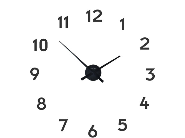 Wandklok NeXtime dia. 48 cm x 3 cm, aluminium, zwart, 'Small Hands'