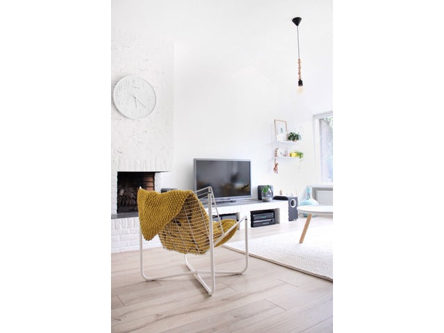 Wandklok Nextime dia. 53 x 3 cm, hout, wit, 'Wood Wood Big'