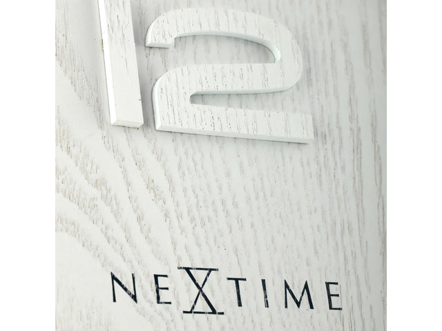 Wandklok Nextime dia. 53 x 3 cm, hout, wit, 'Wood Wood Big'