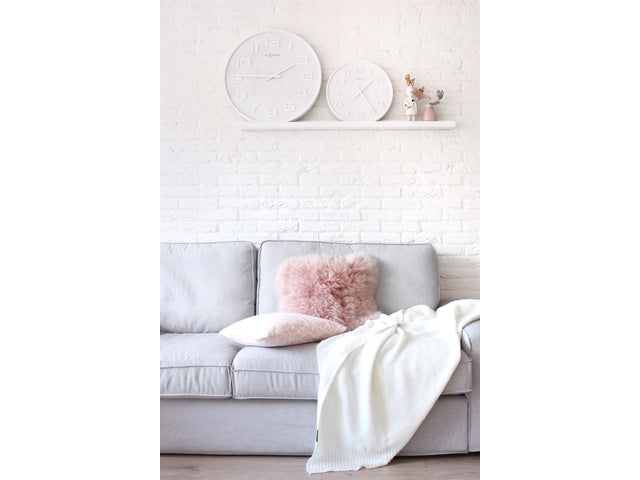 Wandklok Nextime dia. 53 x 3 cm, hout, wit, 'Wood Wood Big'