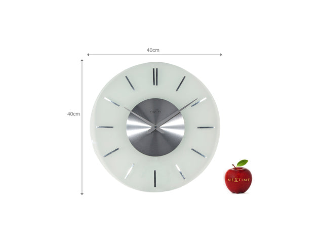 Wandklok NeXtime dia. 40 cm, melkglas, 'Stripe' Radiogestuurd