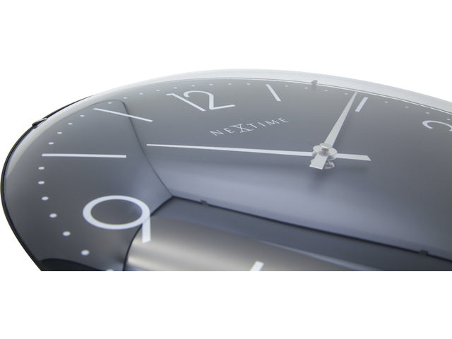 Wandklok NeXtime dia. 35 cm, bol glas, zwart, 'Basic Dome'