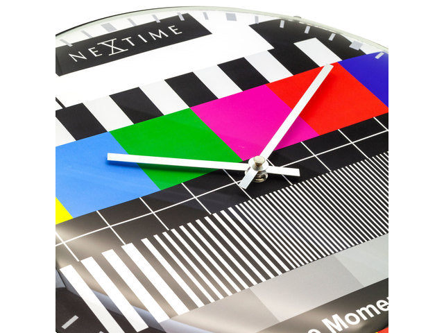 Wandklok NeXtime dia. 35 cm, bol glas, meerkleurig, 'Testpage Dome'