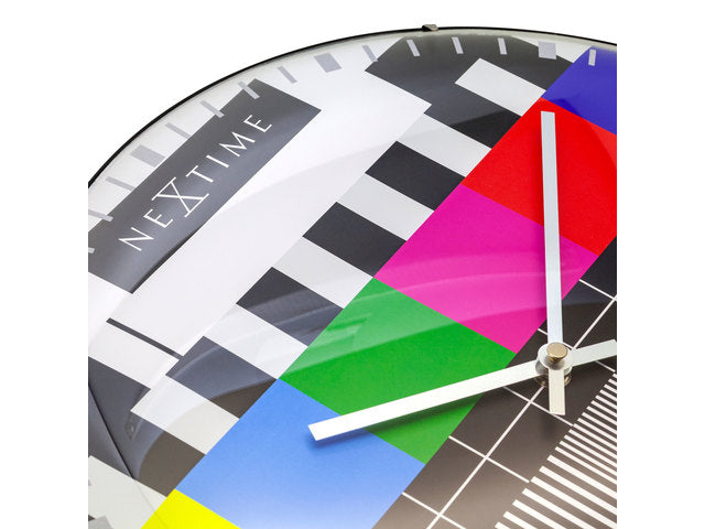 Wandklok NeXtime dia. 35 cm, bol glas, meerkleurig, 'Testpage Dome'