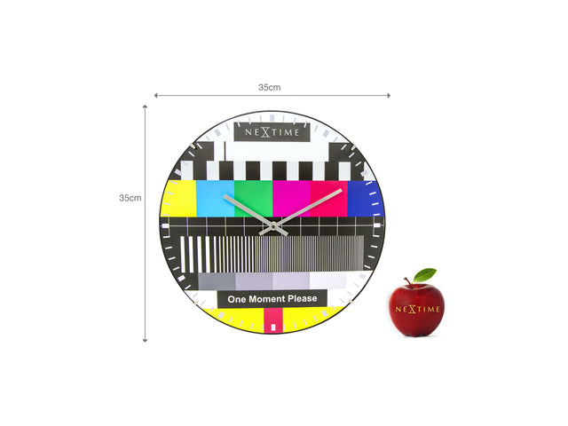 Wandklok NeXtime dia. 35 cm, bol glas, meerkleurig, 'Testpage Dome'