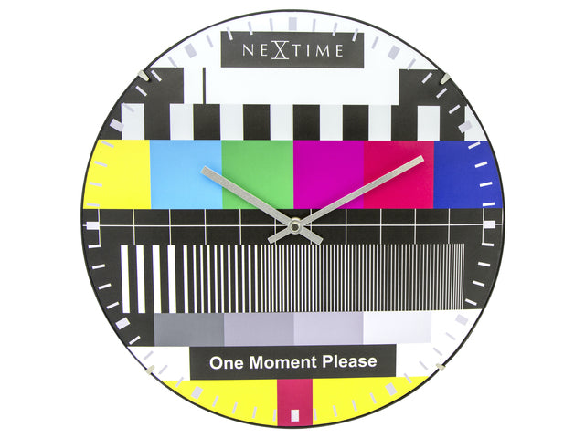 Wandklok NeXtime dia. 35 cm, bol glas, meerkleurig, 'Testpage Dome'