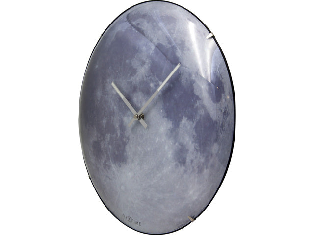 Wandklok NeXtime dia. 35 cm, bol glas, 'blauw Moon dome'
