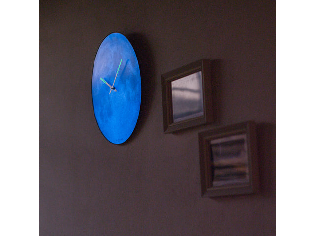 Wandklok NeXtime dia. 35 cm, bol glas, 'blauw Moon dome'