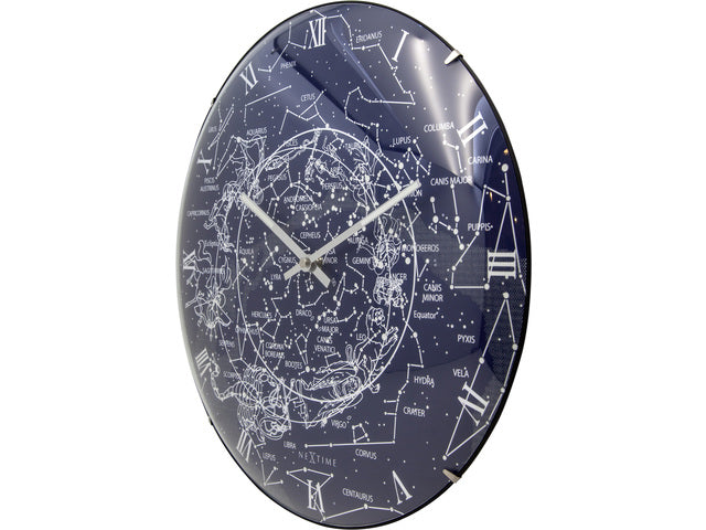 Wandklok NeXtime dia. 35 cm, bol glas, 'Melkwegkoepel'