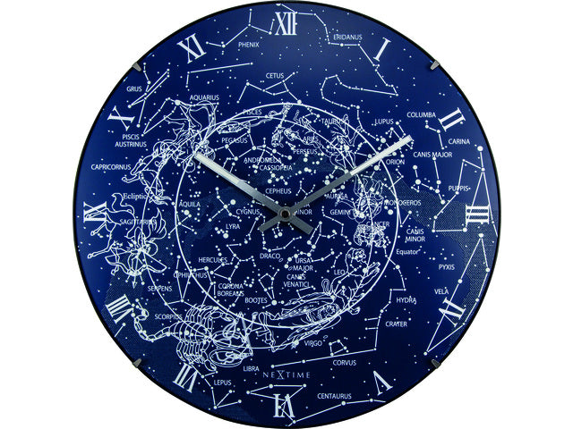 Wandklok NeXtime dia. 35 cm, bol glas, 'Melkwegkoepel'