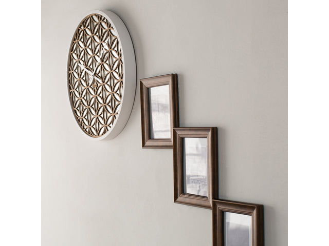 Wandklok NeXtime dia. 50 cm, hout/spiegel, wit