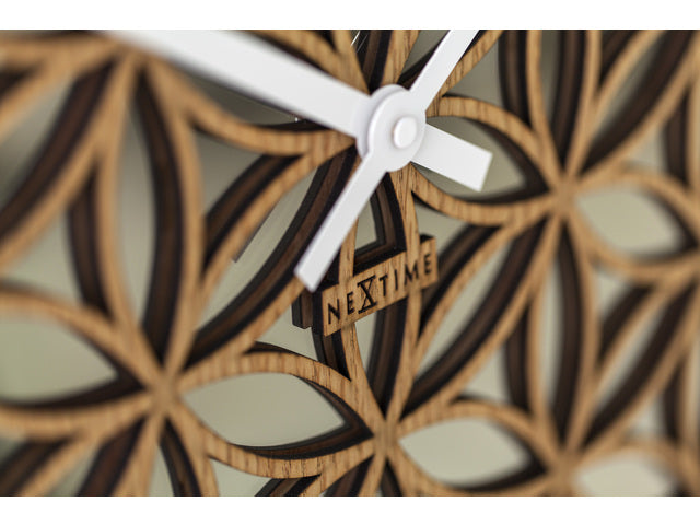 Wandklok NeXtime dia. 50 cm, hout/spiegel, wit