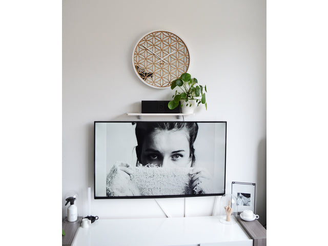 Wandklok NeXtime dia. 50 cm, hout/spiegel, wit