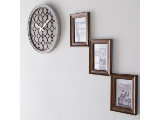 Wandklok NeXtime dia. 39,5 cm, polyresin/hout, grijs