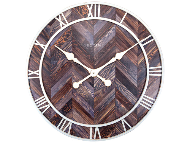 Wandklok Nextime Roman Vintage dia 58cm hout Donker bruin