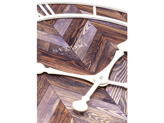 Wandklok Nextime Roman Vintage dia 58cm hout Donker bruin